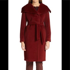 Max Mara Red Alpaca/Wool Eden Wrap Coat Belted 14